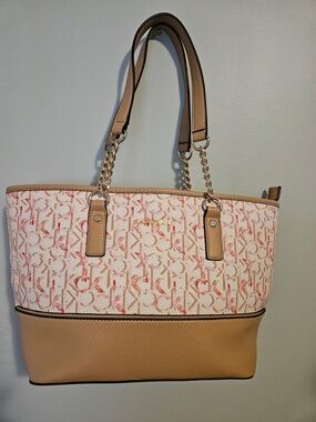 Calvin Klein Tote Bag in Tan and Pink